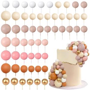 Other Event Party Supplies C56 PCS Boho Styles Ball Cake Picks Colorful Shaped Topper Pearl Balls Insert for Birthday Wedding 230905