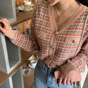 Mulheres suéteres vintage malha cardigans camisola feminina cardigan primavera outono kawaii tweed coreano retro malhas topos 230904