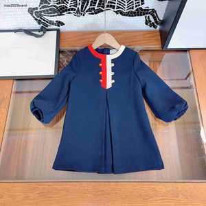 baby clothes designer girl dress Close-up sleeve design Kids frock Size 100-150 CM Contrast neckline decoration Child A-line skirt Aug30