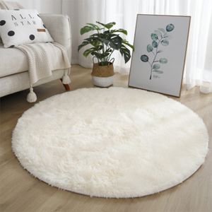 Plush Round round bathroom rugs - Fluffy White Soft Home Decor for Living Room, Bedroom, Salon - Thick Pile for Kids' Room - 230905