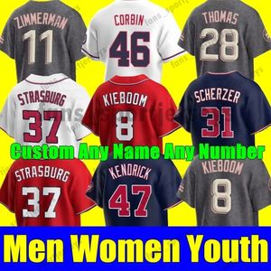 11 Ryan Zimmerman 2023 Washington Jerseys Max Scherzer Victor Robles Stephen Strasburg Turner Howie Kendrick Custom S-4xl Baseball Jersey