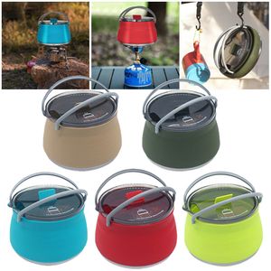 Cucina da campo Bollitore pieghevole in silicone Teiera da campeggio Caffè portatile Fornello da tè Mini pentola pieghevole per acqua bollente con manico Forniture per escursioni 230905