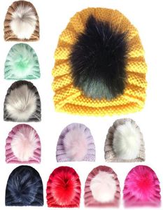 Baby Girls Ball Knitted Hats 11 Designs Winter Candy Color Elastic Indian Hat Knitting Boys Kids Designer Hats Fashion Warm Knitte6167702