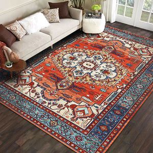 Carpets Bohemian Anti-Slip Living Room Carpet Vintage Turkish Waterproof Sofa Coffee Table Rug Moroccan Colorful Bedroom Bed Mat 230904