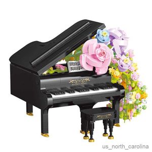 Blocks Creative and Fun Simulated Piano Flower Tabletop Decoration Ornaments Micro Building Blocks Toys Gifts R230905