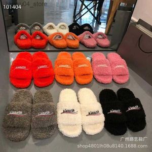 Slippers Slippers Paris woolen slippers women wear 2022 new autumn and winter b family embroidered letter family slippers ins fashion shoes summer Q230905