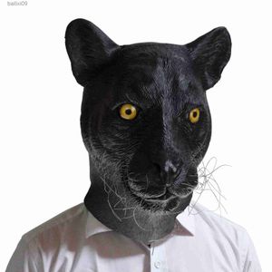 Partymasken Schwarzer Panther Leopardenmaske Vollkopf Latex Tierkostüm Halloween-Masken für Partykostüme T230905