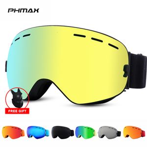 Ski Goggles PHMAX kacamata Anti kabut pria dan wanita olahraga lapisan ganda UV400 masker salju musim dingin Pro 230905