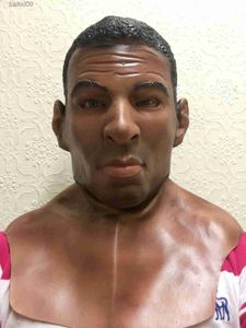 Maschere per feste Realistico Uomo nero Modello maschile Maschera in lattice Travestimento Boxer Ali Maschera completa in testa Accessorio del costume T230905