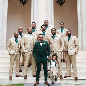 Tpsaade Green Men Suit for Groom Wedding Tuxedos Groomsmen Outfits 3 Pieces Bridegroom Attire Man Blazer Terno Masculino252H