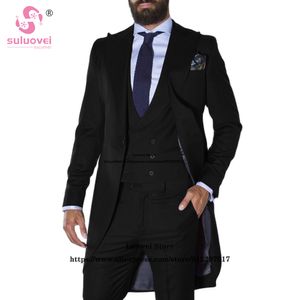 Mens Suits Blazers Fashion Prom Long Tuxedo For Men Custom Made 3 Piece Pants Set Formal Goom Wedding Dinner Blazer Terno Masculino Completo 230904