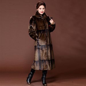 Whole-Gradient Color Real Mink Coat Long Natural Fur Coats Women Winter Warm Outerwear Luxury Jacket Genuine Leather 5XL S003217q