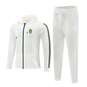 Sverige Men's Tracksuits Outdoor Sports Warm Long Sleeve Clothing Full dragkedja med CAP Långärmad fritidsportdräkt