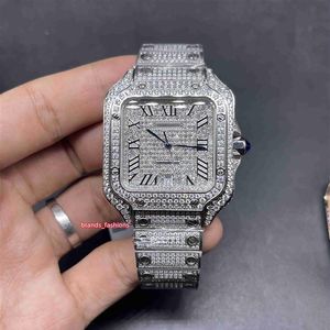 Herren-Automatikuhr mit Ice-Diamanten-Silber-Edelstahlgehäuse und vollem Diamantglanz, 280P
