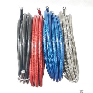 Motorcycle An3 5M/Lot Braided Stainless Steel Nylon Brake Line Hose Fluid Hydraic Ptfe Gas Oil Fuel Tube Pipe Drop Delivery Dhvxr