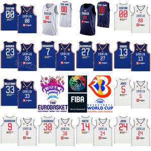 Print Serbia 2023 World Cup Basketball Srbija Jerseys 7 Bogdan Bogdanovic 15 Nikola 33 NIKOLA MILUTINOV 5 NIKOLA 24 STEFAN JOVIC 9 VANJA MARINKOVIC National Team