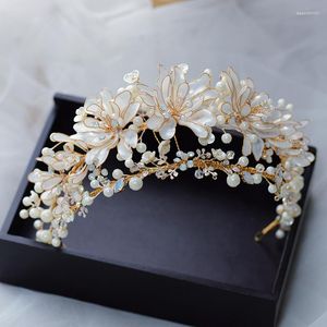 Hair Clips Handmade Flower & Pearls Brides Leaves Tiaras Crowns Headbands Bridal Hairbands Wedding Accessory Prom Head Wear