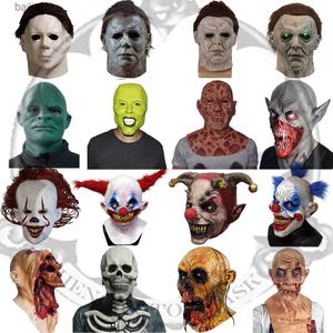 Maski imprezowe Michael Myers Horror Mask Halloween Party Scary Zombie Clown Head Cover Cosplay Full Head Lateks Maski Halloween Party Props T230905