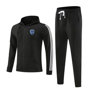 Sporting Kansas City Fatos de treino masculino esportes ao ar livre quente manga longa roupas com zíper completo com boné manga longa terno esportivo de lazer