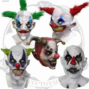 Máscaras de festa Halloween Popular Látex Medo de Palhaços Jester Psycho Scary Fancy Dress Up Máscaras T230905