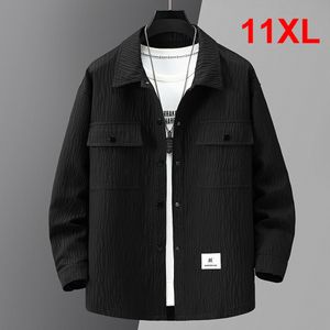Jaquetas masculinas Jaket ukuran besar 11XL 10XL pria mantel warna polos jaqueta kancing Musim Semi dan Gugur pakaian luar hitam 230904