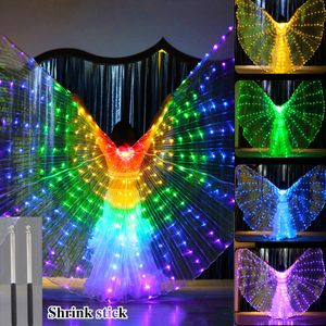 Other Event Party Supplies LED Isis Wings Halloween Dress Up With Glowing Butterfly Dance Wing And Telescopic Sticks Costume Accessory Carnival Stage 230905