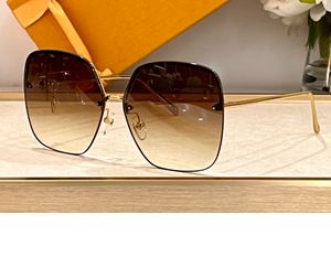 Charm Rimless Sunglasses Gold Brown Shaded Women Designer Sunnies Gafas de sol Designer Sunglasses Shades Occhiali da sole UV400 Protection Eyewear