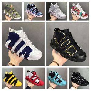 Sandálias 96 Mais Uptempos Mens Mulheres Basquete Sapatos Scottie Tri-Color Pippens Total Laranja Branco Sunset Black Bulls Hoop University Volt UNC Air Trainers Sneakers