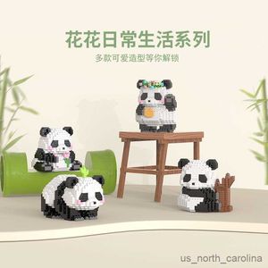 Blocos 2023 Panda flor blocos de construção micro-partículas de diamante blocos de construção para meninas e meninos presente decoração de mesa R230905