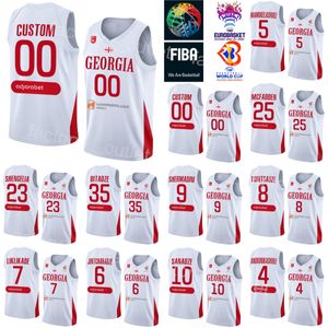 Tryck Georgia World Cup 2023 Basketball 7 Luka Liklikade Jersey 10 Duda Sanadze 6 Kakhaber Jintcharadze 9 Giorgi Shermadini 8 Giorgi Tsintadze 25 Thaddus McFadden