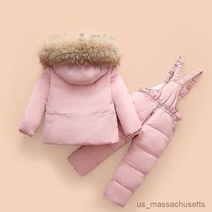 Unten Mantel 2023 Grad Winter Unten Jacke Für Mädchen Echt Kragen Kinder Oberbekleidung Kinder Overall Jungen Overalls R230905