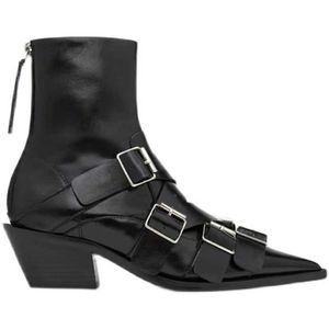 Women Boots Pointed Buckle Strap Niche Short Boots Autumn winter New Thick Heel Back Zipper Tube Explosive Street Skinny Women's Trend 230830