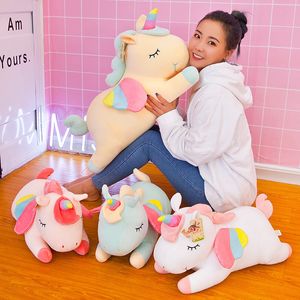 Angel Rainbow Unicorn Bebek Peluş Oyuncak Büyük Bebek Bebek Uyku Yastığı Yastığı Çocukların Doğum Günü Noel Hediyesi Toptan Ücretsiz Ups