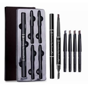 Potenziatori per sopracciglia Pensil alis kepala ganda alat menggambar tahan lama air hitam coklat alami Kit warna 5 buah Set 230904