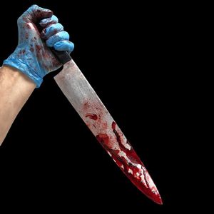 Andra evenemangsfestleveranser Fake Blooded Knife Weapon Pu Foam Tools Halloween Fancy Dress Prop Decoration Horror Kitchen T230907