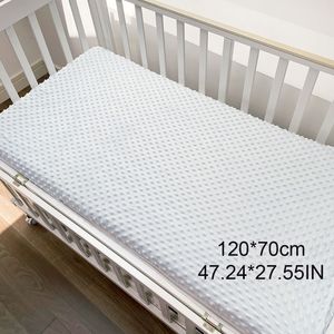 Colchas bebê lençol nascido algodão macio berço cama crianças bolha colchão capa protetor cor sólida berço almofada 120x70cm 230904