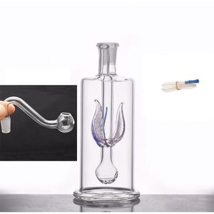 Atacado design aleatório tubo queimador de óleo de vidro água dab rig bong com mangueira de silicone e tigela de plataforma de óleo de vidro masculino de 10mm