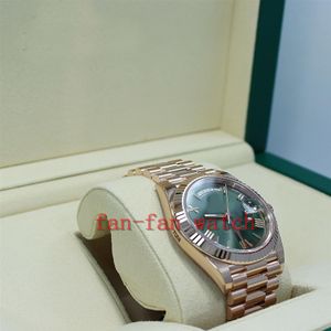 2023 QC automatic movement watch President 40mm Day-Date 228235 18K Rose Gold Green Olive Dial Watch NEW316h