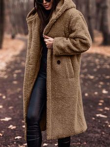 Womens Fur Faux Autumn Winter Long Coat Woman Plush Warm Women Teddy Jacket Kvinna Outwear Ladies 230904