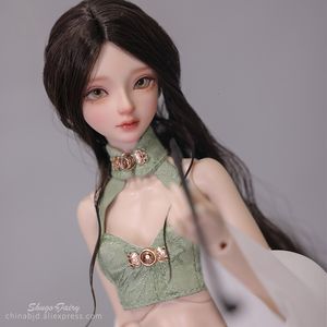 Puppen Shuga Fairy Idun 14 BJD Puppe Harz Slim Kunis Körper bestickt Hanfu klassischen chinesischen Stil Frau Take Pipe PUPPE 230904