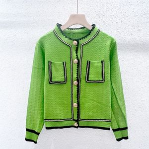 828 2023 outono marca mesmo estilo camisola manga longa tripulação pescoço cardigan azul rosa verde moda feminina roupas de alta qualidade yuecheng