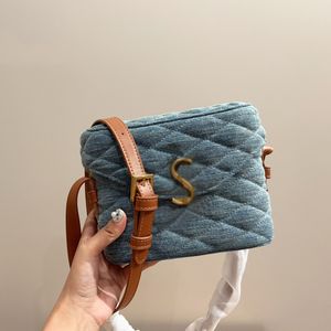 Designer Women Diamonds Quilted Denim Box Shoulder Bag France Luxury Brand Y Mobiltelefonflikväskor Lady Cross Body Leather Strap Mini Pouch Handväska