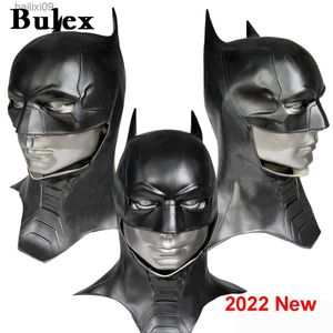 Maski imprezowe Cafele 2022 Dorosły mężczyźni nietoperz superbohatera Cosplay Bruce Wayne kostium Halloween maskarada maskeada Czarna lateksowa akcesoria T230905