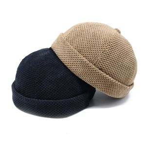 Berretti Beanie/Teschio Berretto Docker senza tesa da uomo di marca Primavera Autunno Berretto lavorato a maglia Berretto con risvolto arrotolato Cappelli da marinaio Pescatore Cappello da padrone di casa 230905