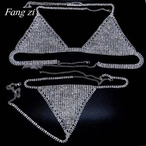 Anéis de botão de sino de umbigo sexy sutiã brilhante e tanga feminino charme biquíni cristal corpo jóias sling roupa interior jóias presentes atacado 230905