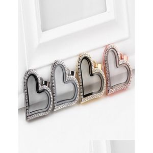 Charms Ny 10pcslot 4Colors Magnetic Heart Shape Glass Flytande Locket Pendant för halsbandskedjan Making5568849 Drop Leverans smycken OTPDB