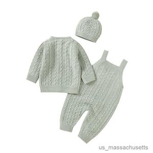 Donsjas Babykledingsets Herfst Effen Jassen met lange mouwen Jassen + rompertjes + hoeden Outfits voor peuters Babyjongens Meisjes Gebreide truien R230905