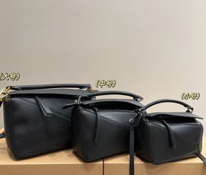 2023 designer bag genuine Leather puzzle handbag momen shoulder bags clutch totes cross body geometry square contrast color patchwork purse letters handbags