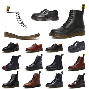 Top Lederschuhe Doc Martins Kurzer Oxford -Stiefel Herren Vintage Black Red Knight Stiefel Knöchel Motorradkowskin Designer Herren Womens Warm Casaul Stiefel