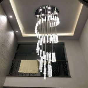 Lâmpada lustre luz para escadas de entrada teto alto pendurado espiral longo lâmpadas escada cristal lustre pendurado luzes2802